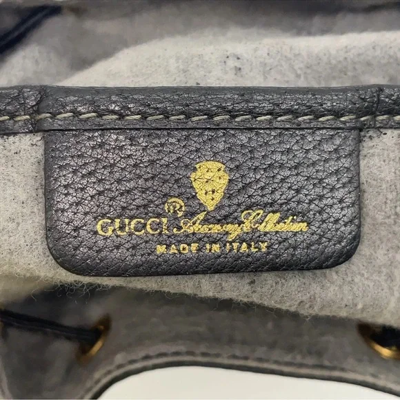 Auth WEEKEND DEAL GUCCI GG Sherry Line PVC Leather Black Drawstring Shoulder Bag - Picture 13 of 17